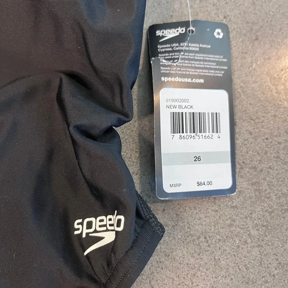 Speedo all black 1 piece swim suit youth girls size 26 NEW swim team